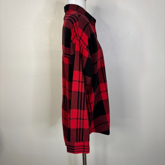 Old Navy Top Small Red Black Plaid Boyfriend Shirt Flannel Button-Front Women's - Picture 6 of 10